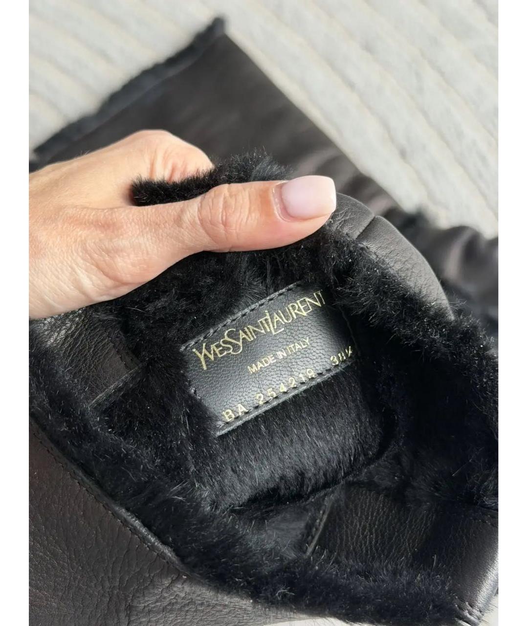 SAINT LAURENT Коричневые кожаные сапоги, фото 5