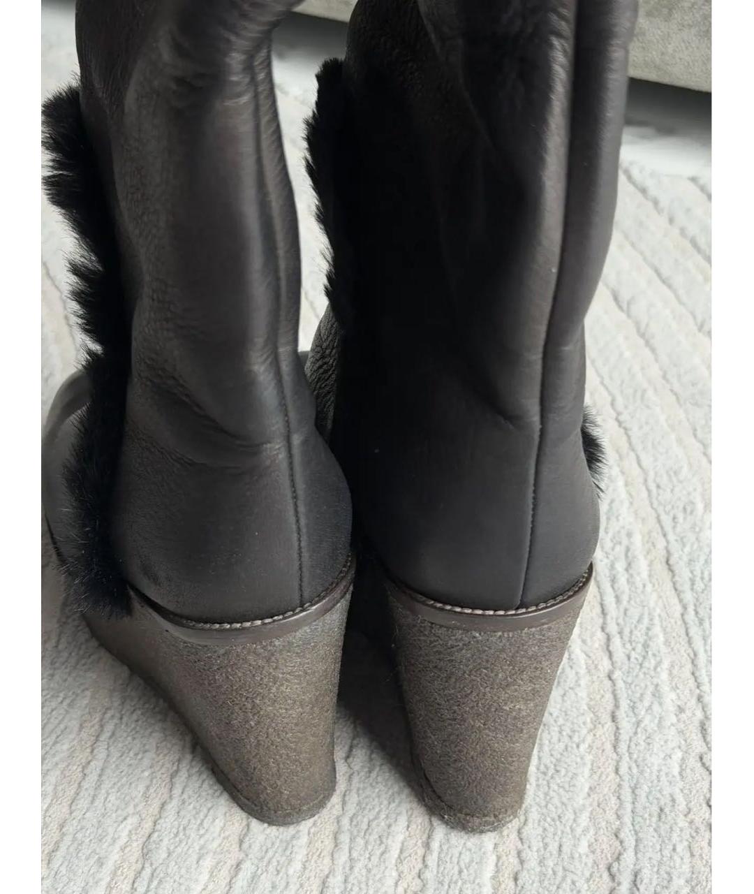 SAINT LAURENT Коричневые кожаные сапоги, фото 4