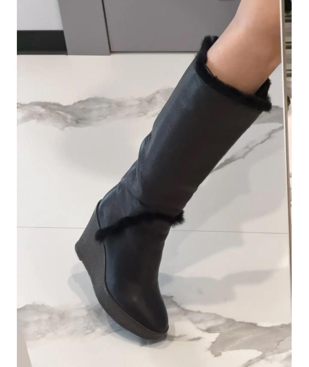 SAINT LAURENT Коричневые кожаные сапоги, фото 8