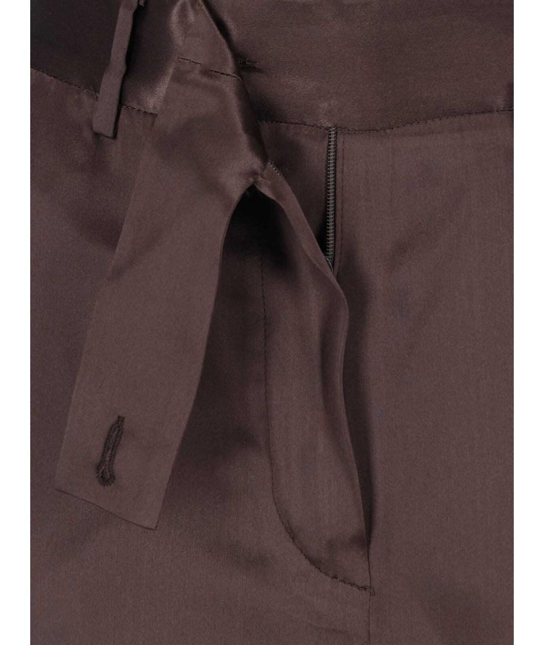 KITON Коричневые шелковые прямые брюки, фото 5