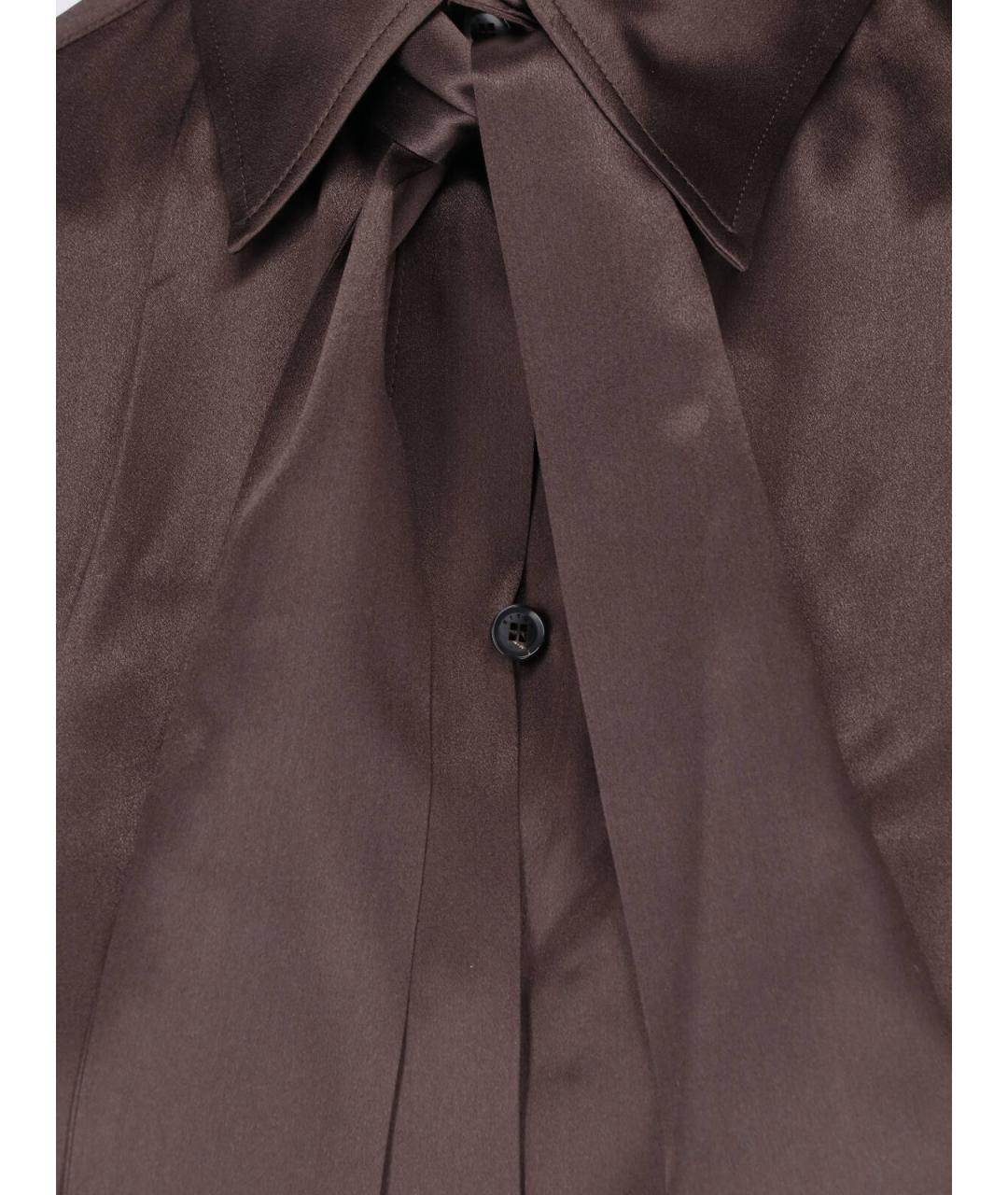 KITON Коричневая шелковая блузы, фото 3
