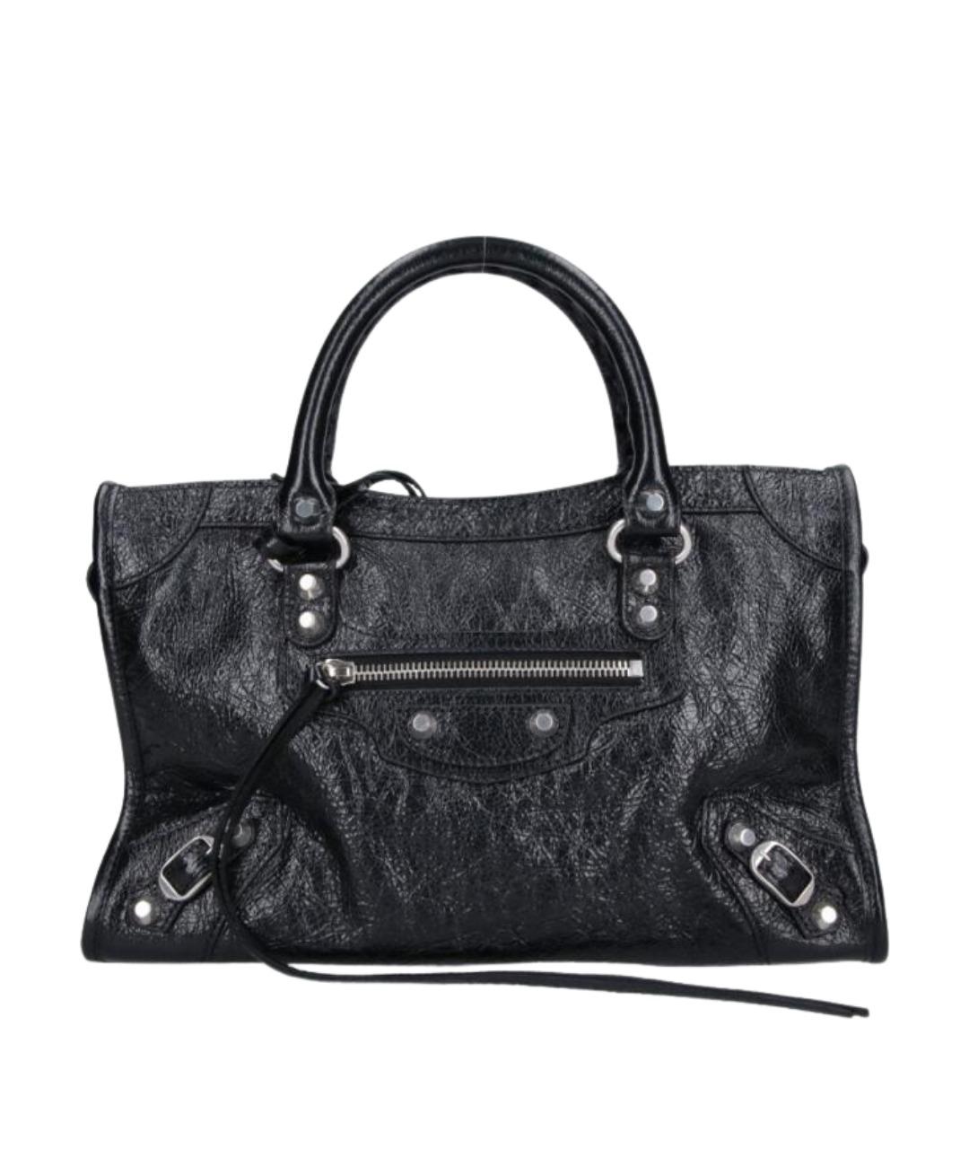 BALENCIAGA Черная кожаная сумка тоут, фото 1