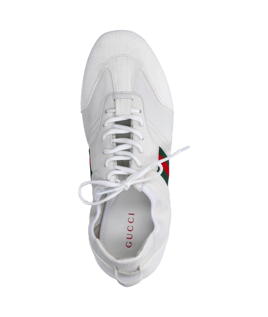 GUCCI Белые кожаные низкие кроссовки / кеды, фото 5