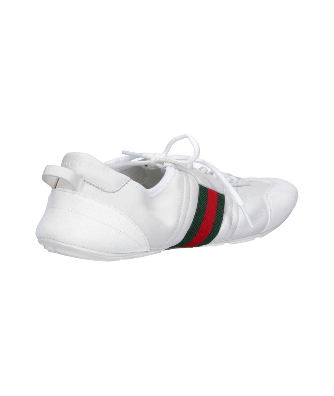 GUCCI Белые кожаные низкие кроссовки / кеды, фото 4