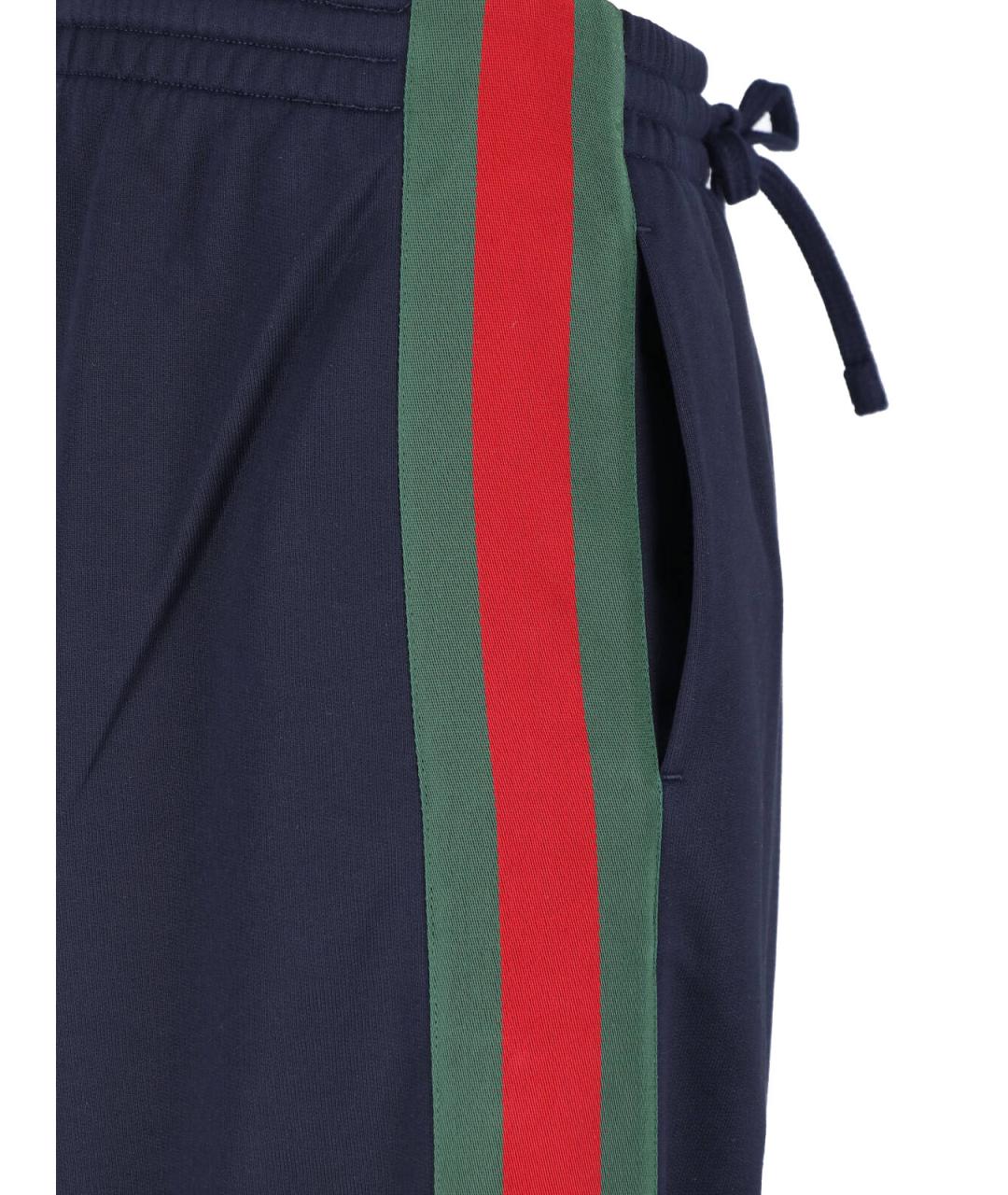 GUCCI Темно-синие шелковые повседневные брюки, фото 4