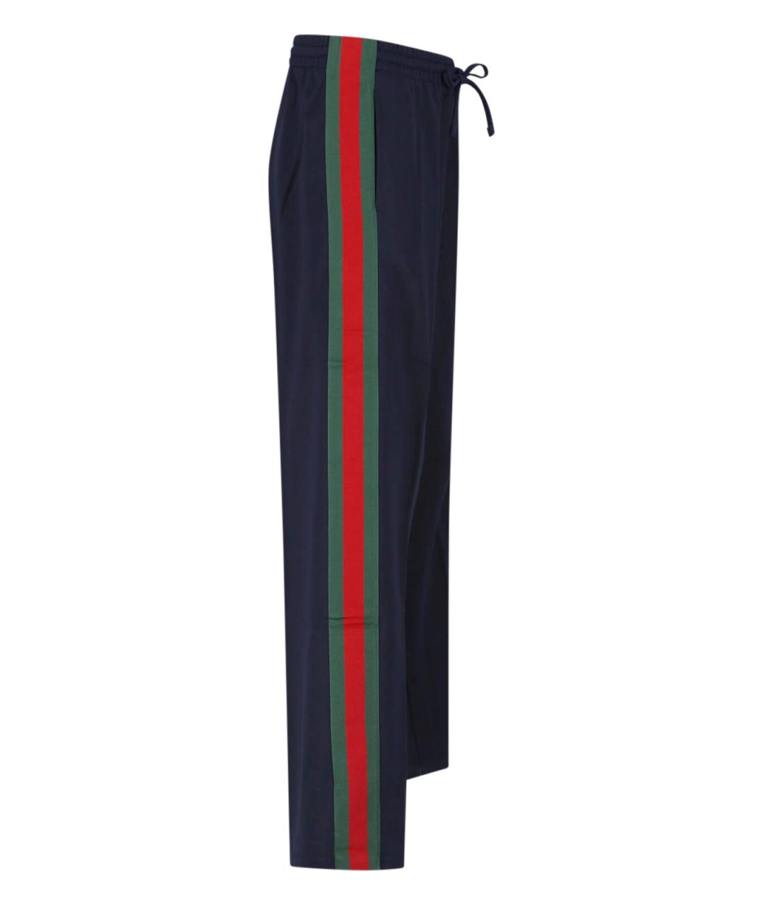 GUCCI Темно-синие шелковые повседневные брюки, фото 3