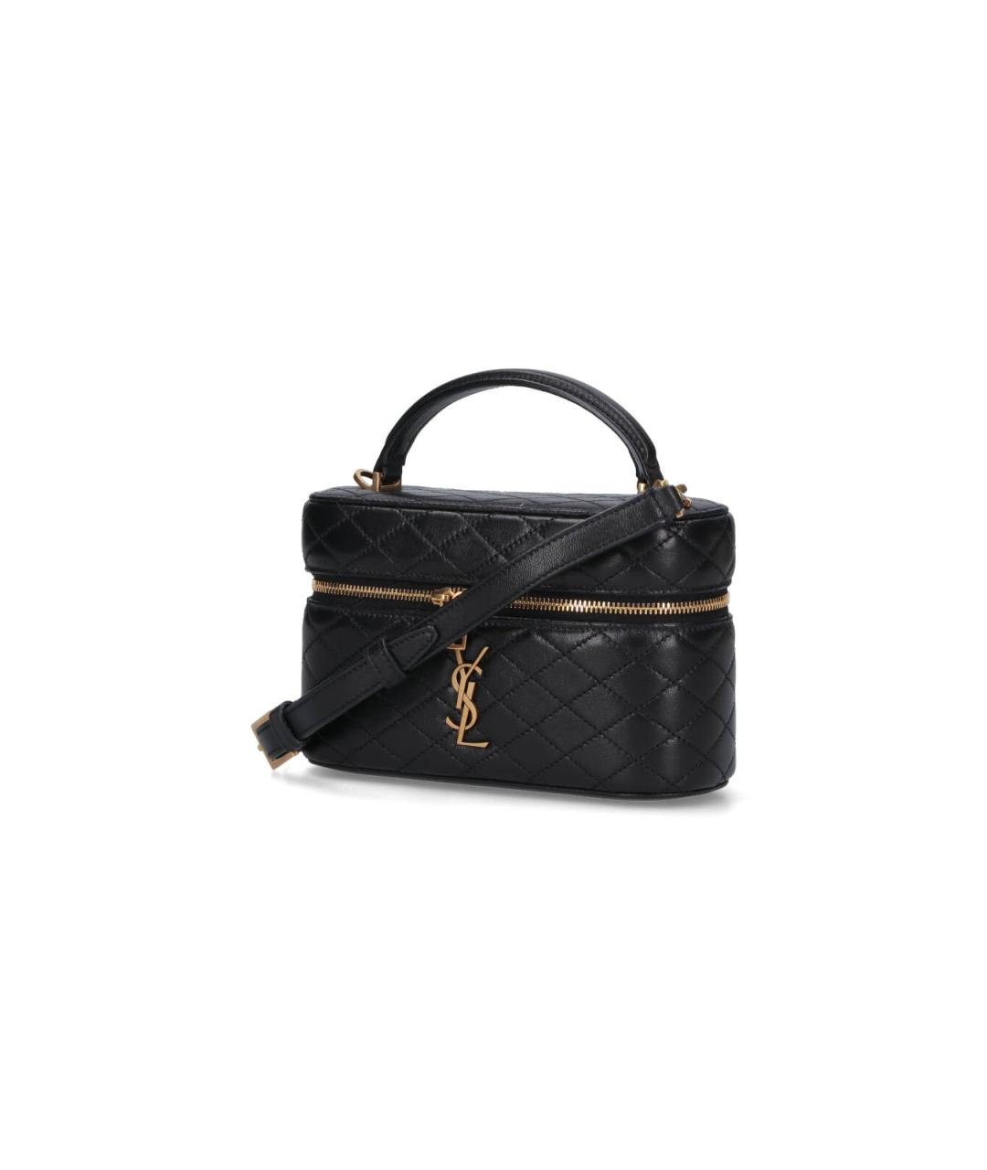 SAINT LAURENT Черная кожаная сумка с короткими ручками, фото 2