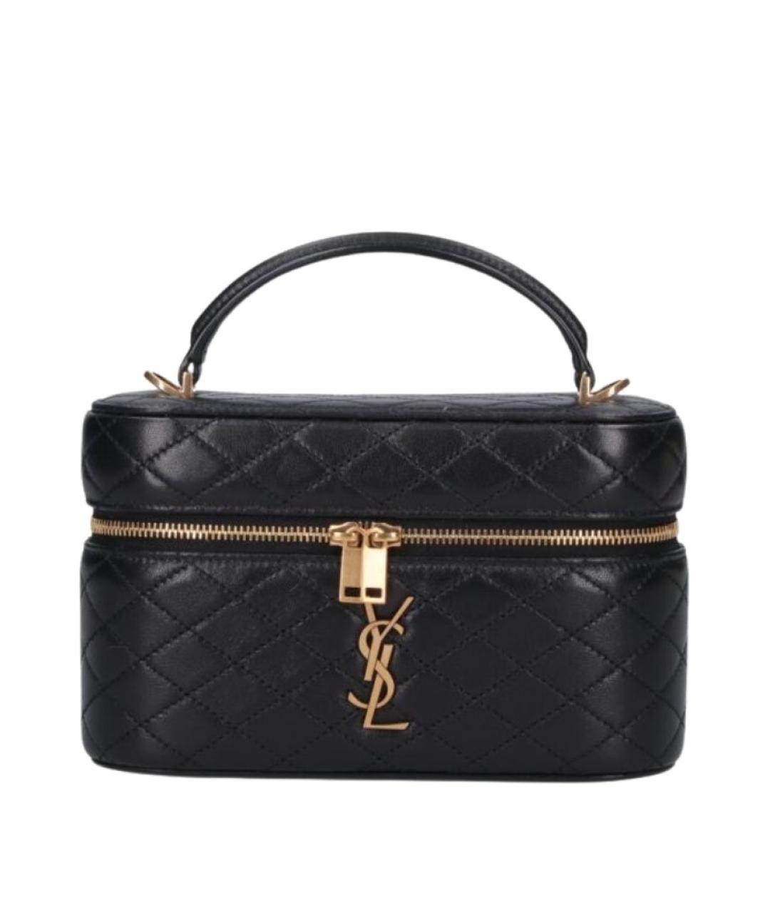 SAINT LAURENT Черная кожаная сумка с короткими ручками, фото 1