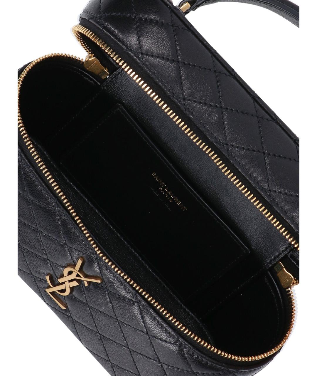 SAINT LAURENT Черная кожаная сумка с короткими ручками, фото 4