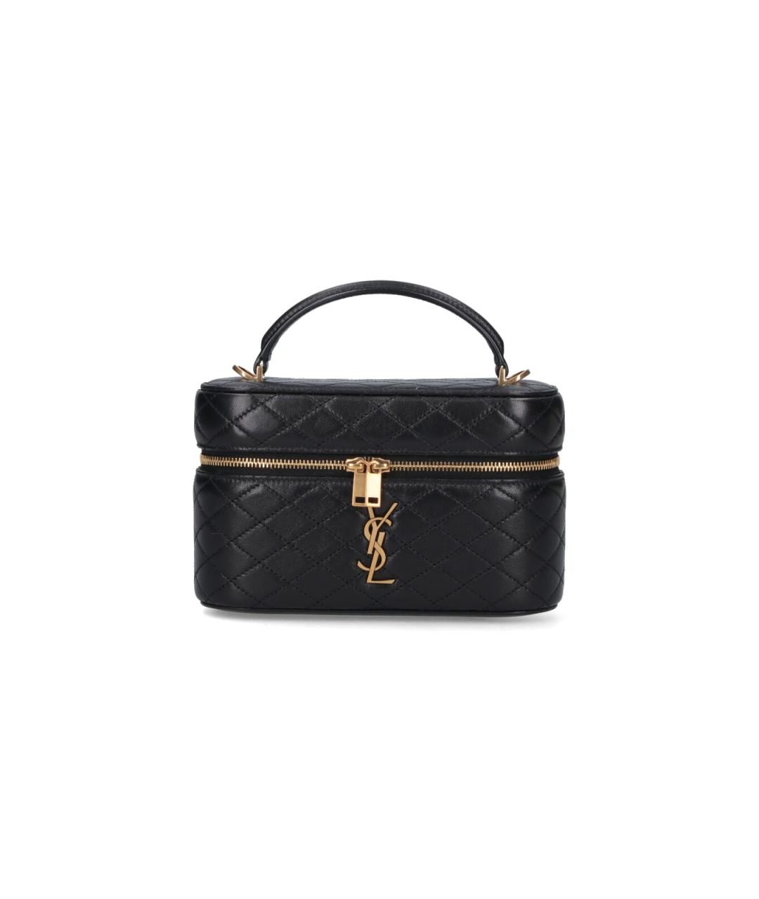 SAINT LAURENT Черная кожаная сумка с короткими ручками, фото 6