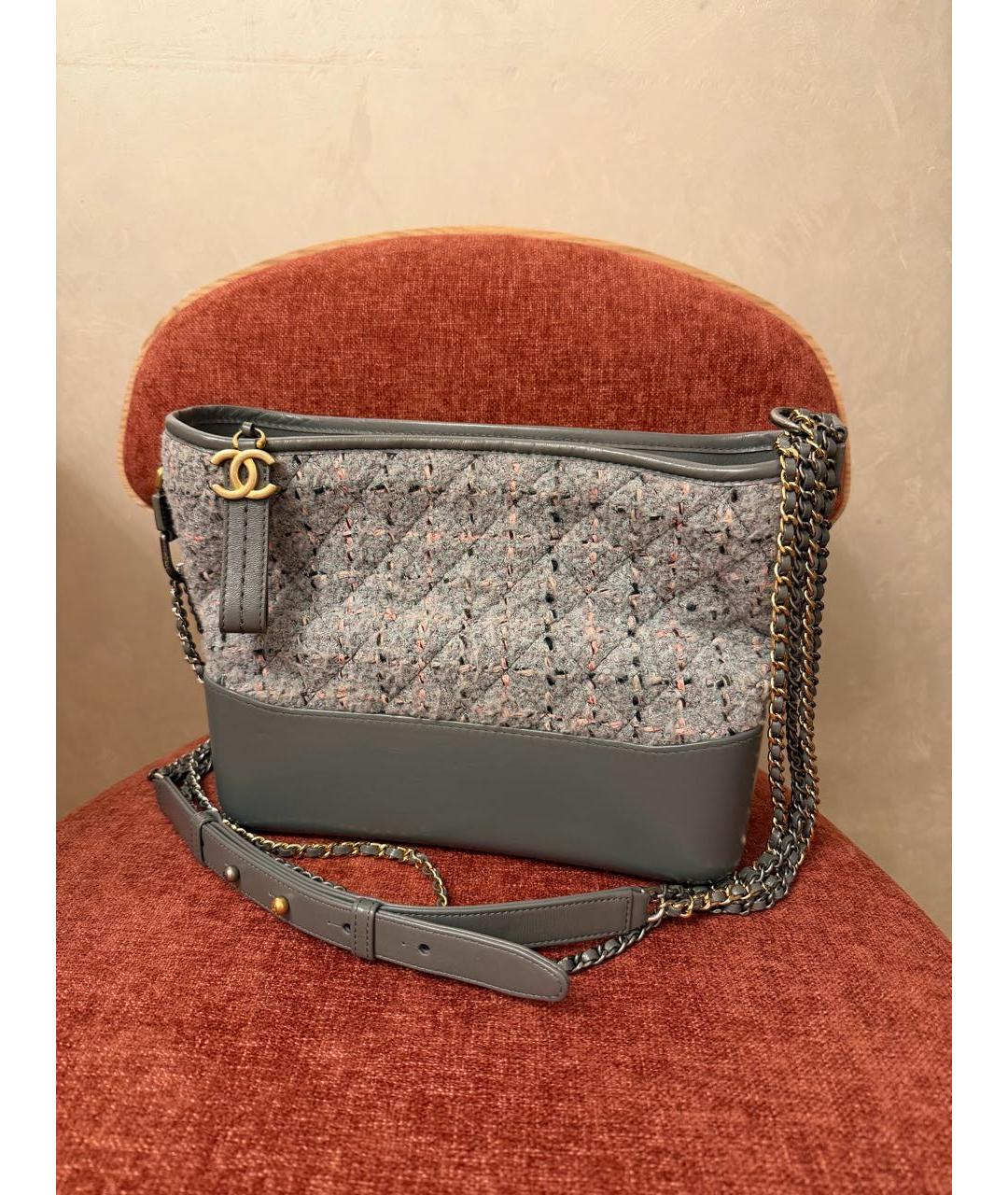 CHANEL Антрацитовая кожаная сумка тоут, фото 9