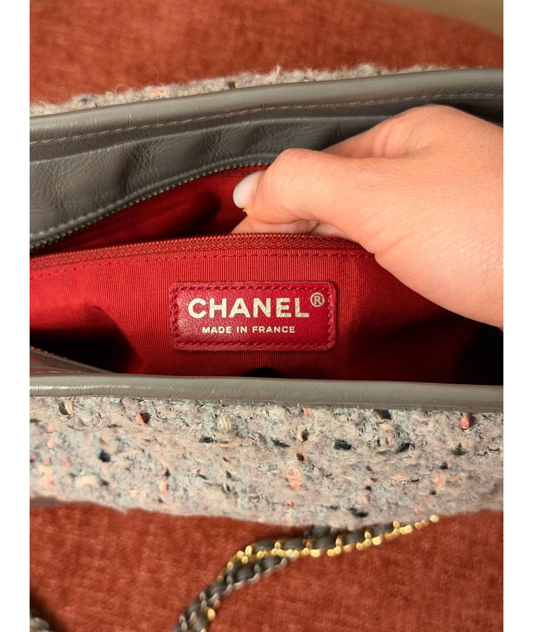 CHANEL Антрацитовая кожаная сумка тоут, фото 7