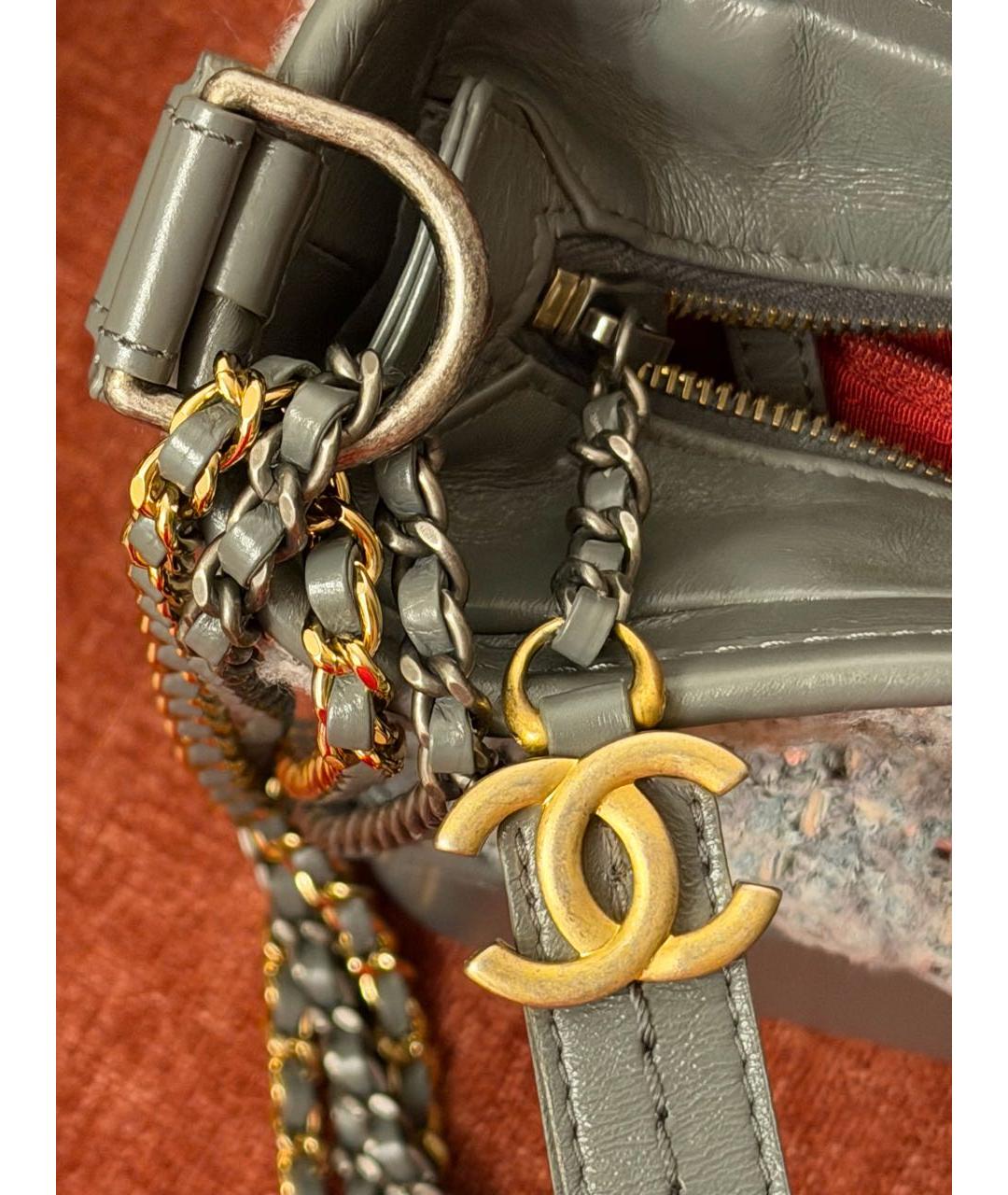 CHANEL Антрацитовая кожаная сумка тоут, фото 8