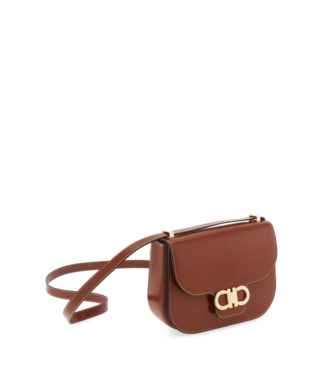 FERRAGAMO Коричневая кожаная сумка через плечо, фото 2