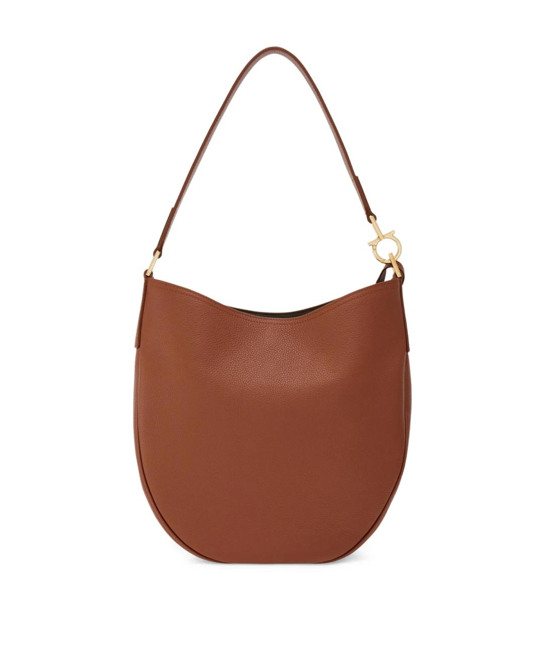 FERRAGAMO Коричневая кожаная сумка через плечо, фото 3