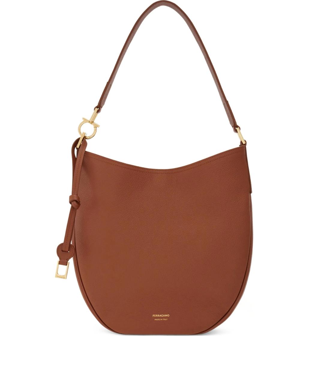 FERRAGAMO Коричневая кожаная сумка через плечо, фото 1