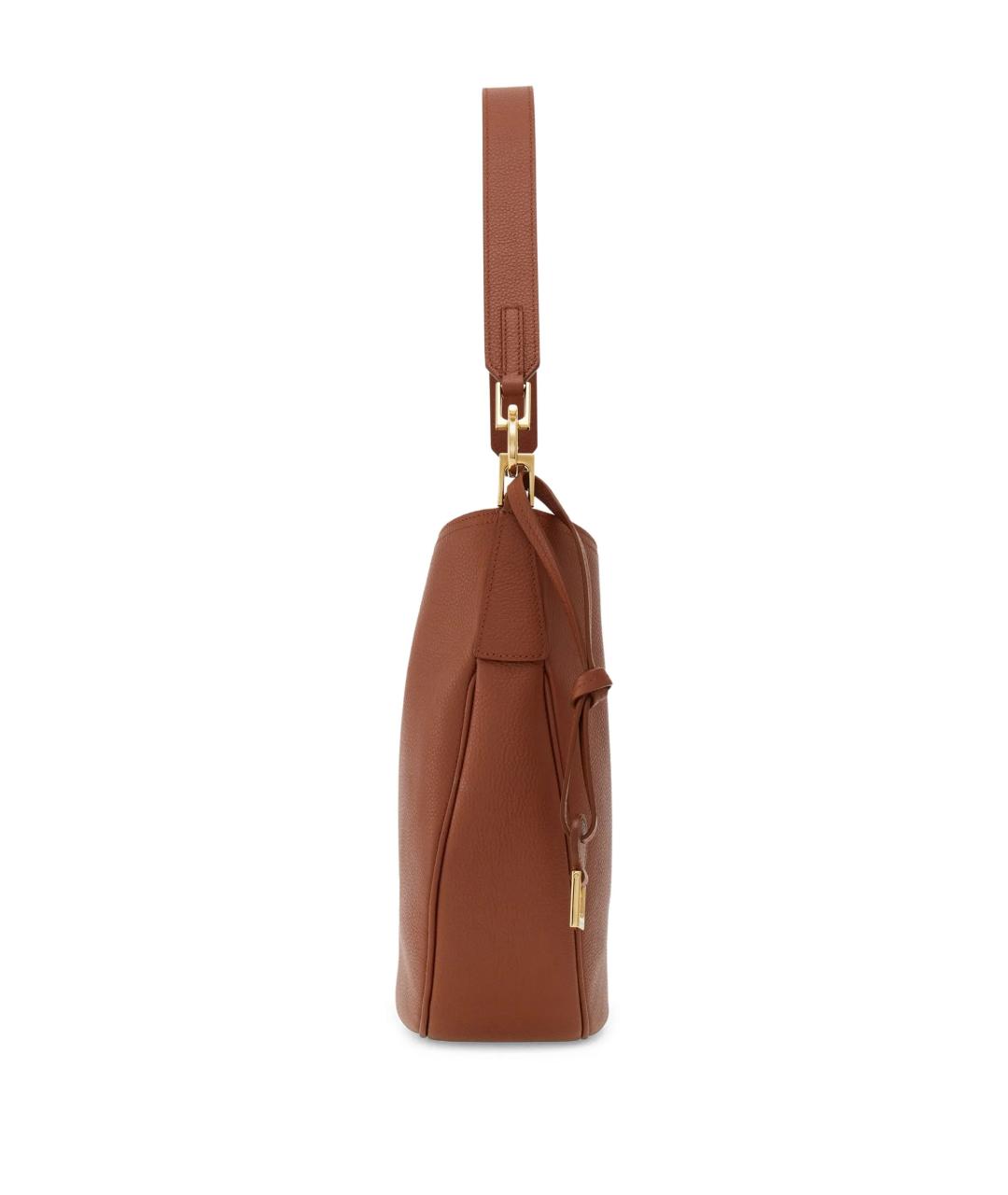 FERRAGAMO Коричневая кожаная сумка через плечо, фото 2
