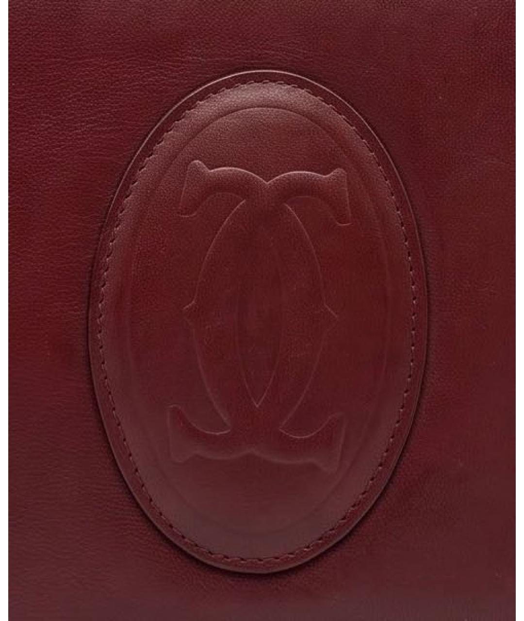 CARTIER Бордовая кожаная сумка на плечо, фото 4