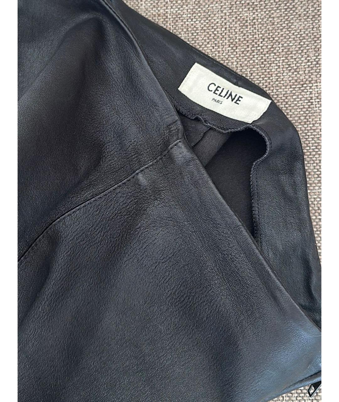 CELINE Черные кожаные леггинсы и велосипедки, фото 2