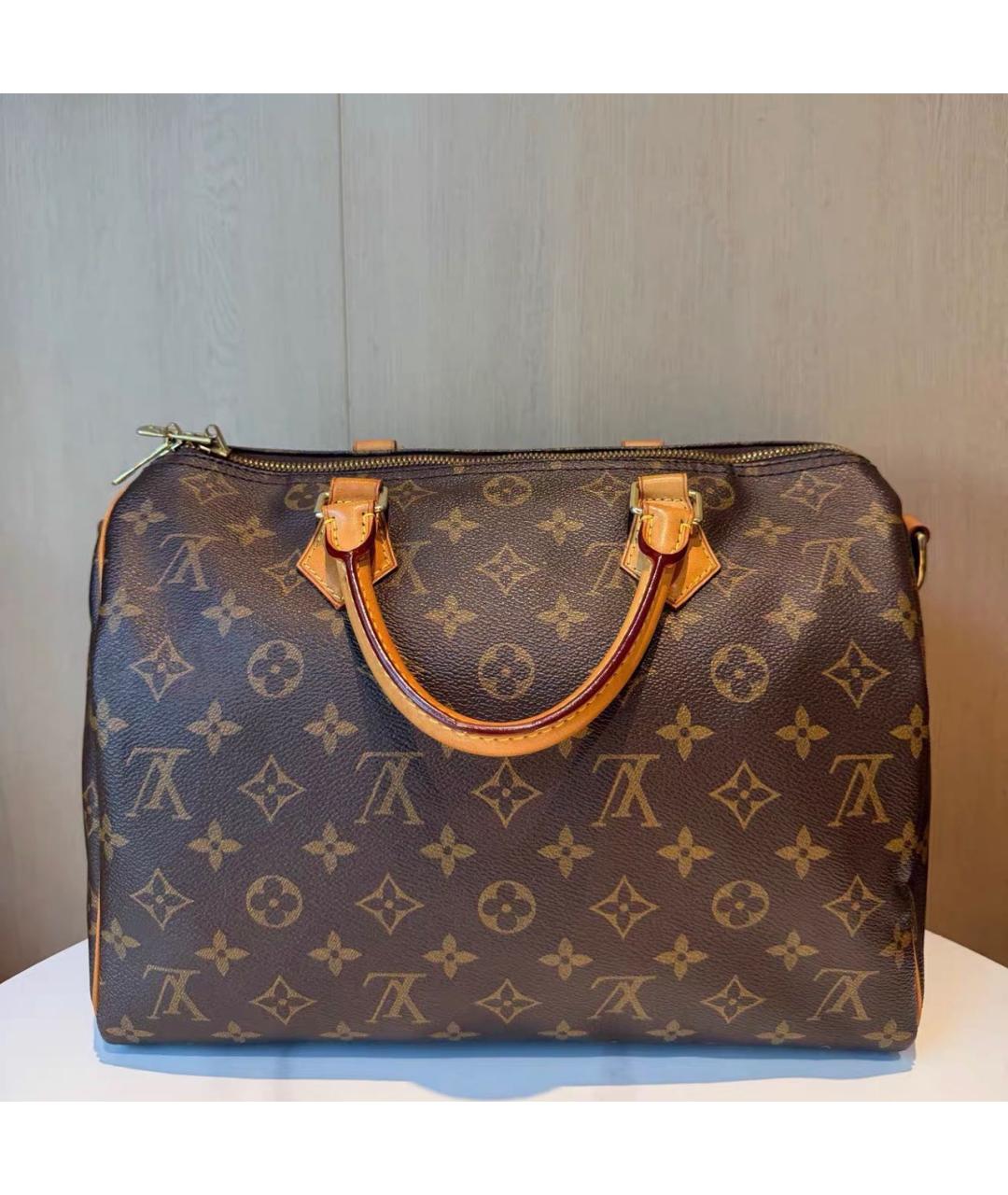 LOUIS VUITTON Коричневая кожаная сумка через плечо, фото 7