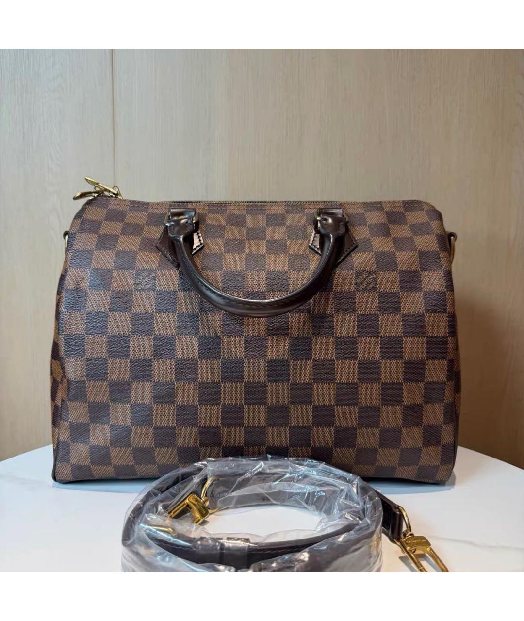 LOUIS VUITTON Коричневая кожаная сумка через плечо, фото 2