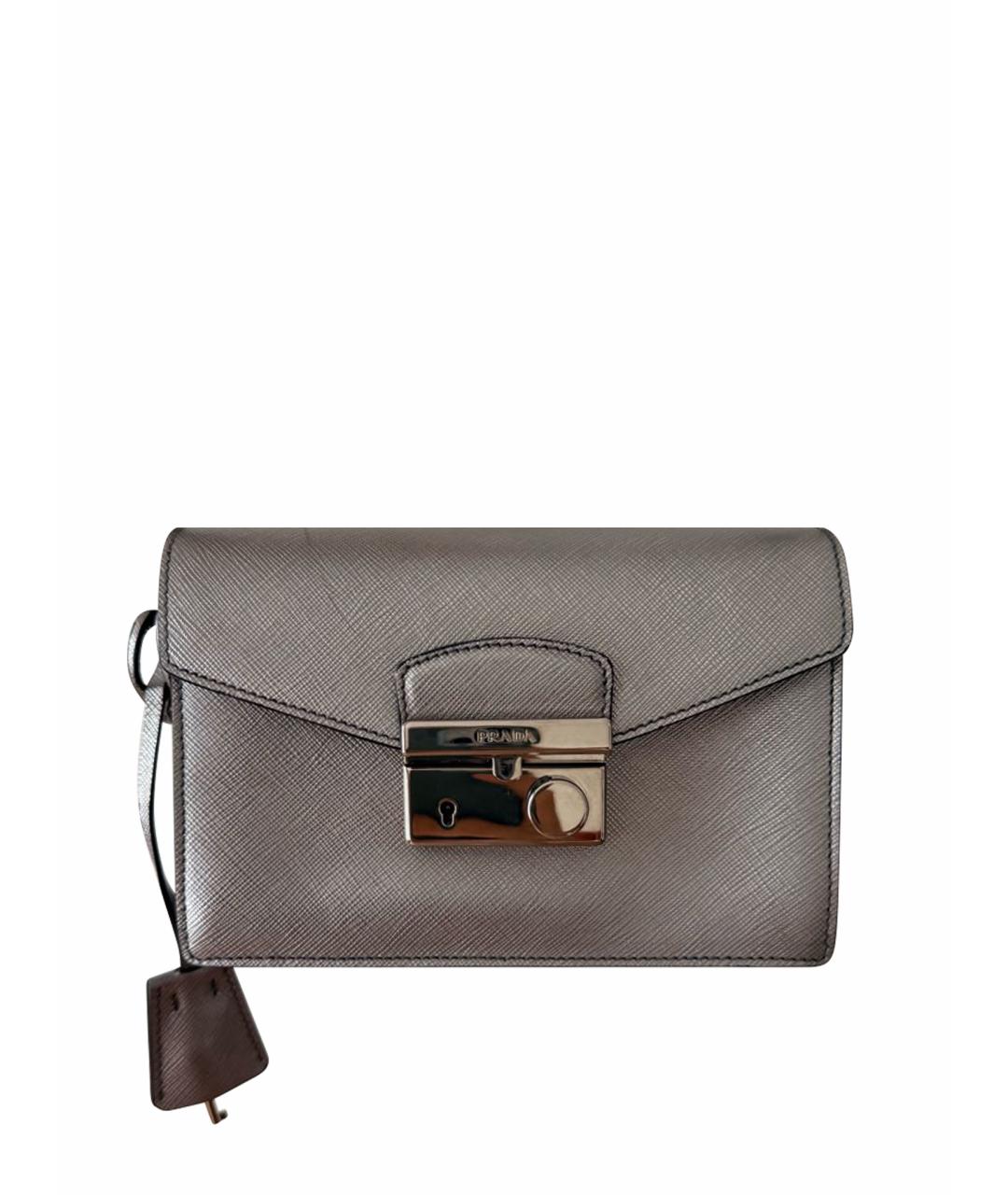 PRADA Серебряная кожаная сумка через плечо, фото 1