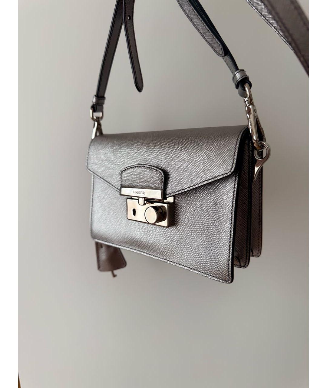 PRADA Серебряная кожаная сумка через плечо, фото 2