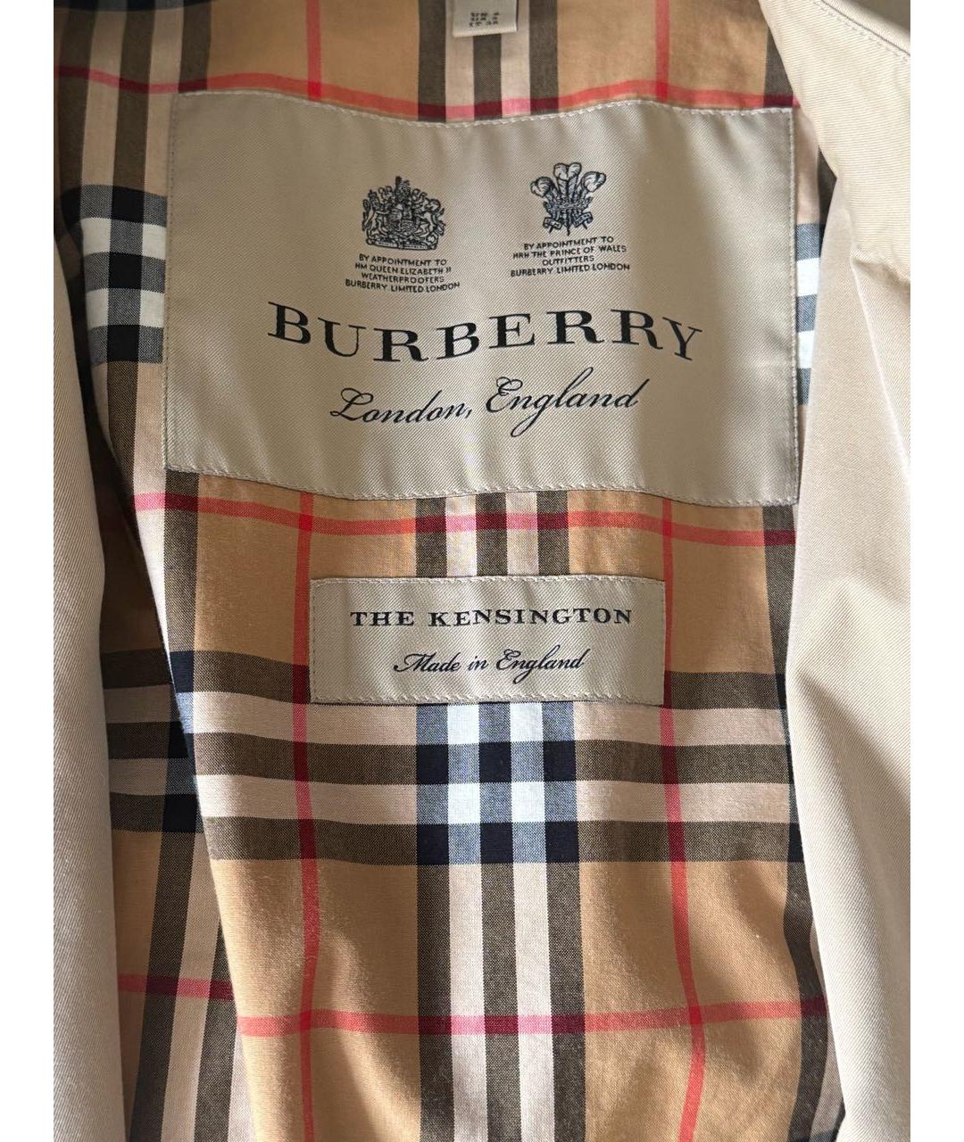 BURBERRY Бежевый хлопковый тренч/плащ, фото 3