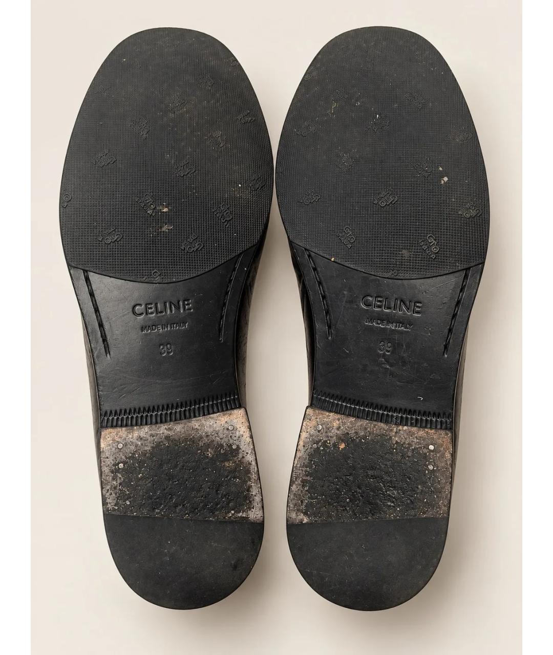 CELINE Черные кожаные лоферы, фото 5