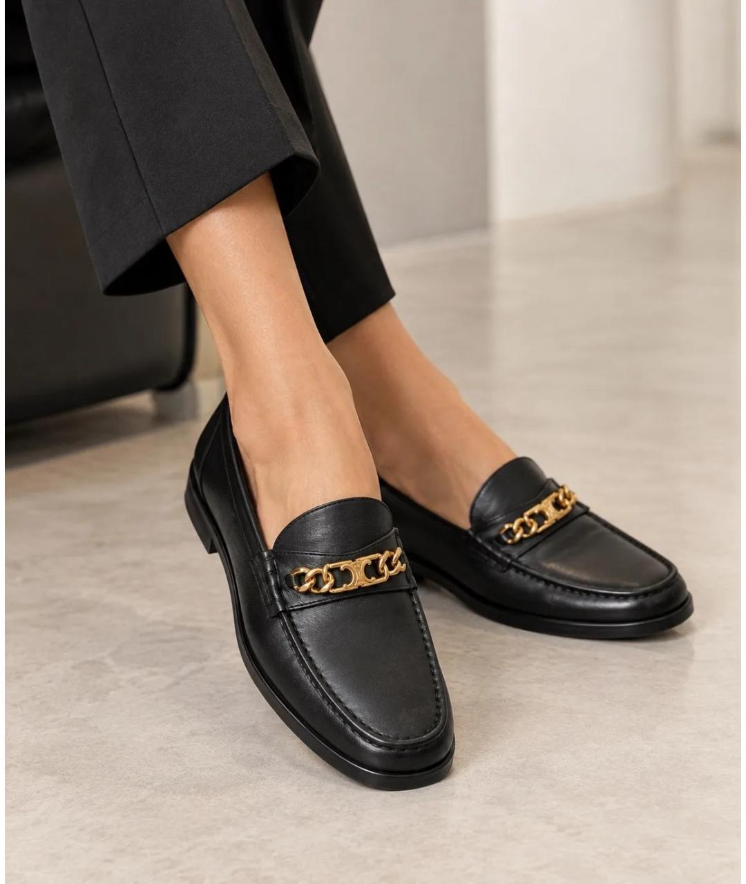 CELINE Черные кожаные лоферы, фото 3