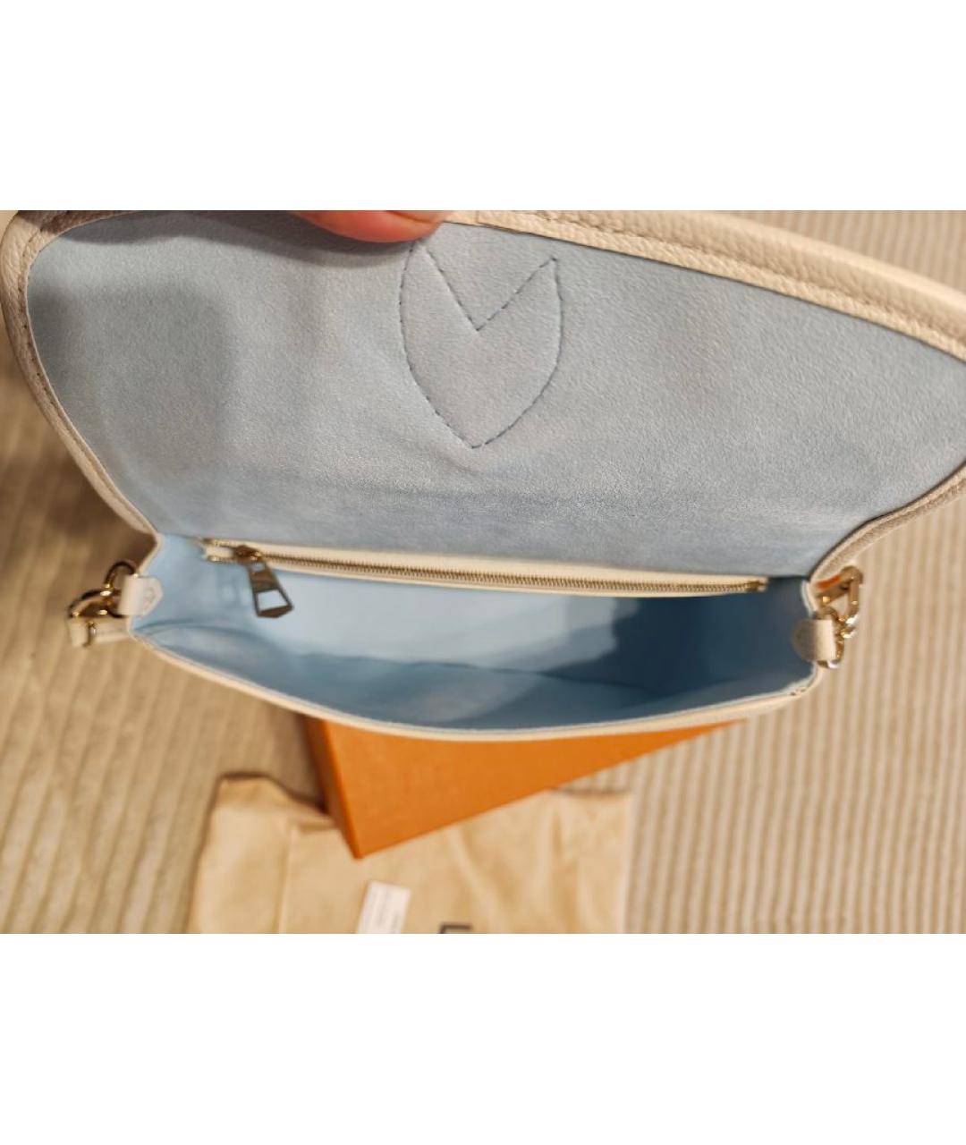 LOUIS VUITTON Белая кожаная сумка через плечо, фото 3