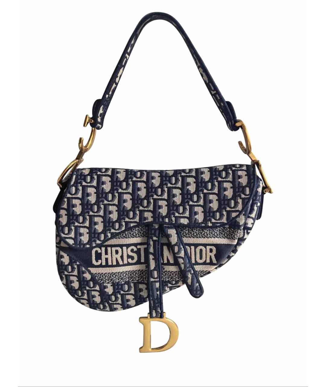 CHRISTIAN DIOR Синяя тканевая сумка с короткими ручками, фото 1