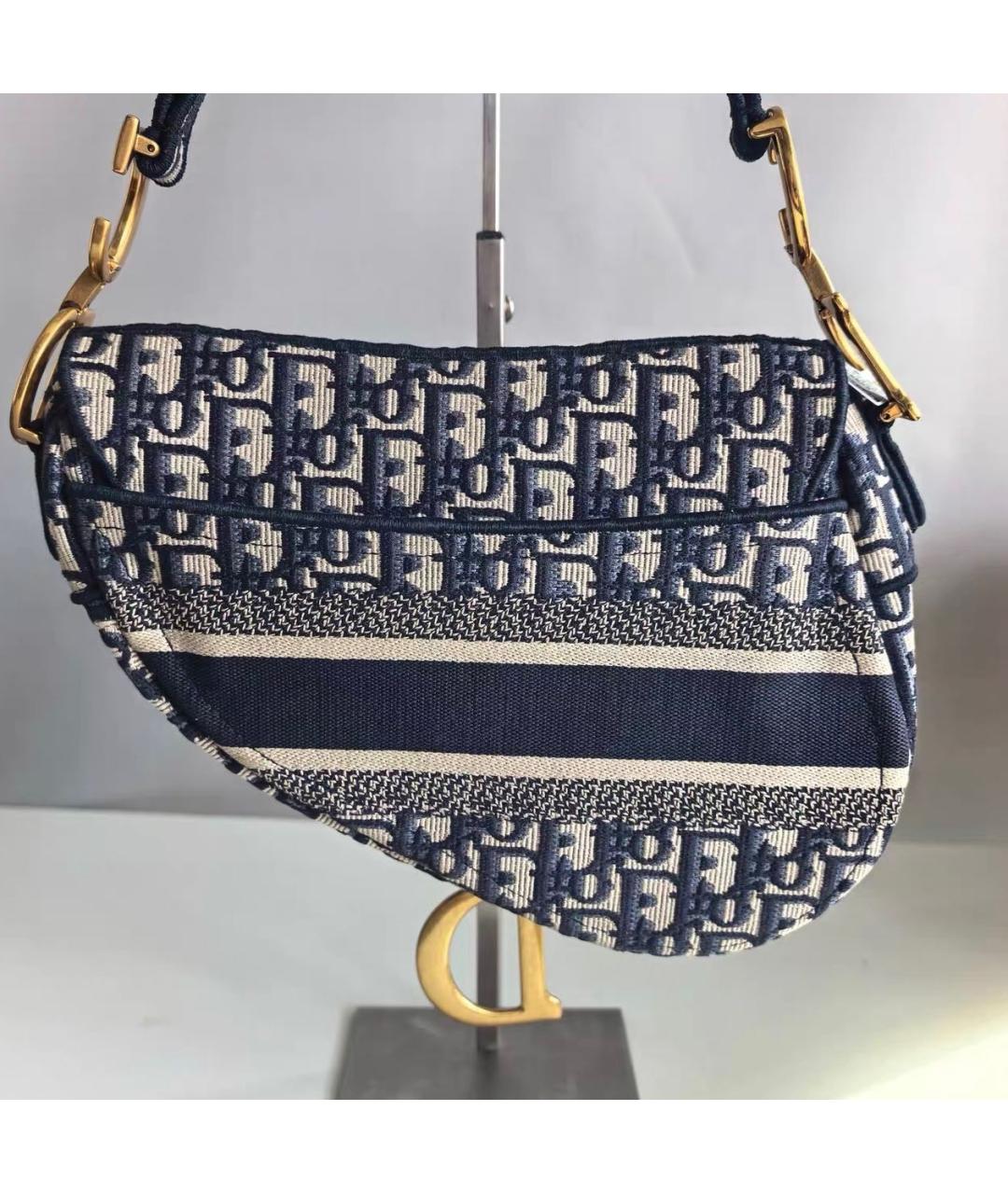 CHRISTIAN DIOR Синяя тканевая сумка с короткими ручками, фото 2