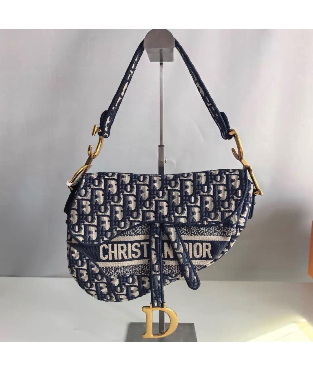 CHRISTIAN DIOR Синяя тканевая сумка с короткими ручками, фото 8