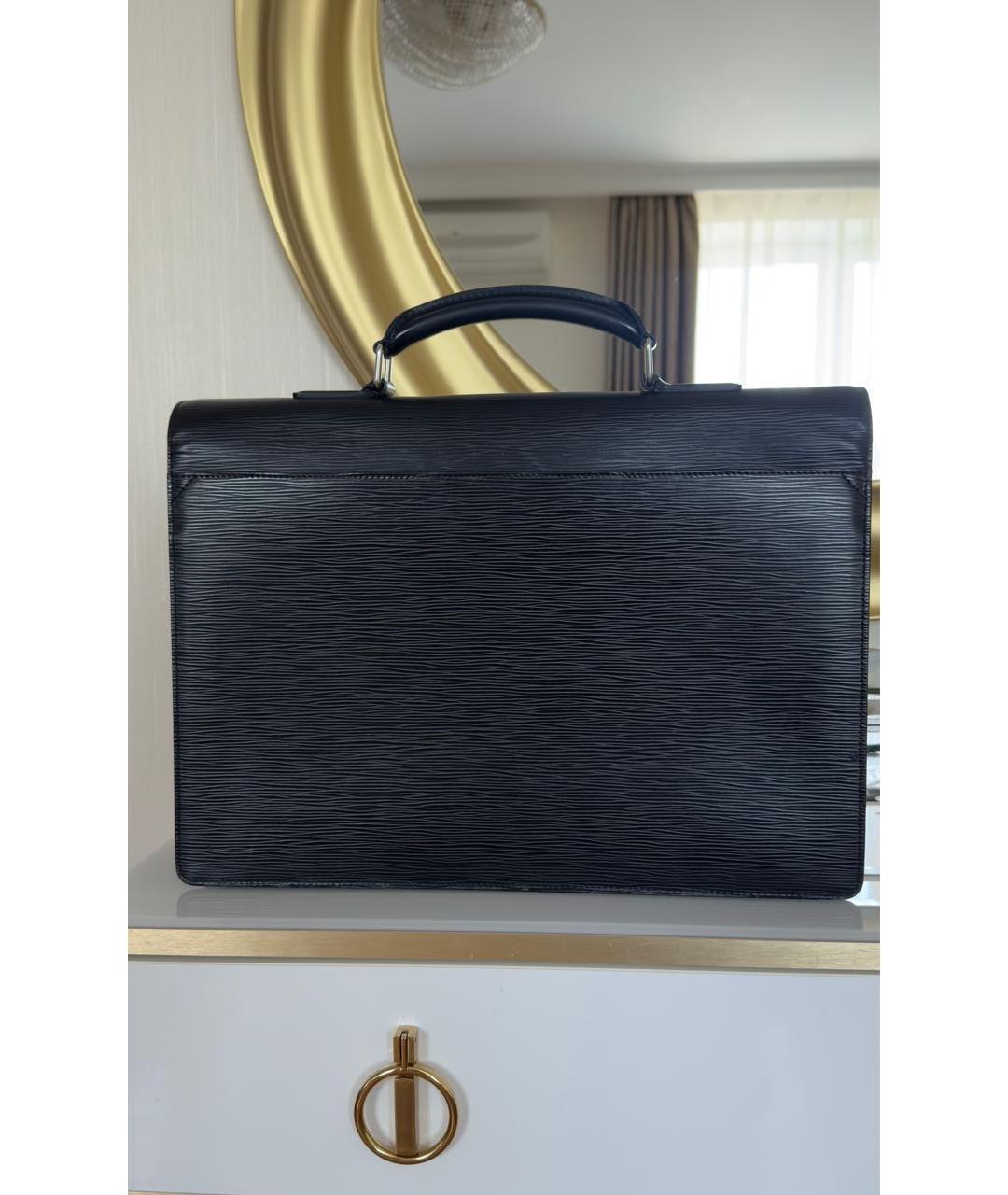 LOUIS VUITTON Черный кожаный портфель, фото 3