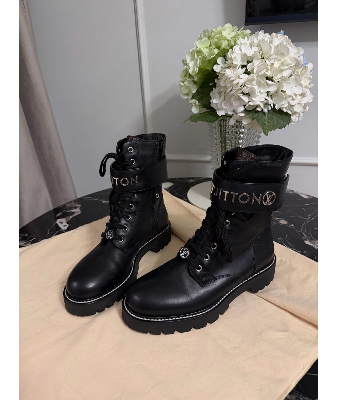 LOUIS VUITTON Черные кожаные сапоги, фото 2