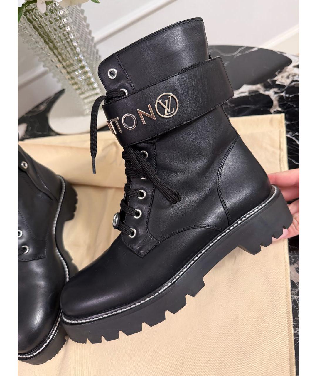 LOUIS VUITTON Черные кожаные сапоги, фото 5