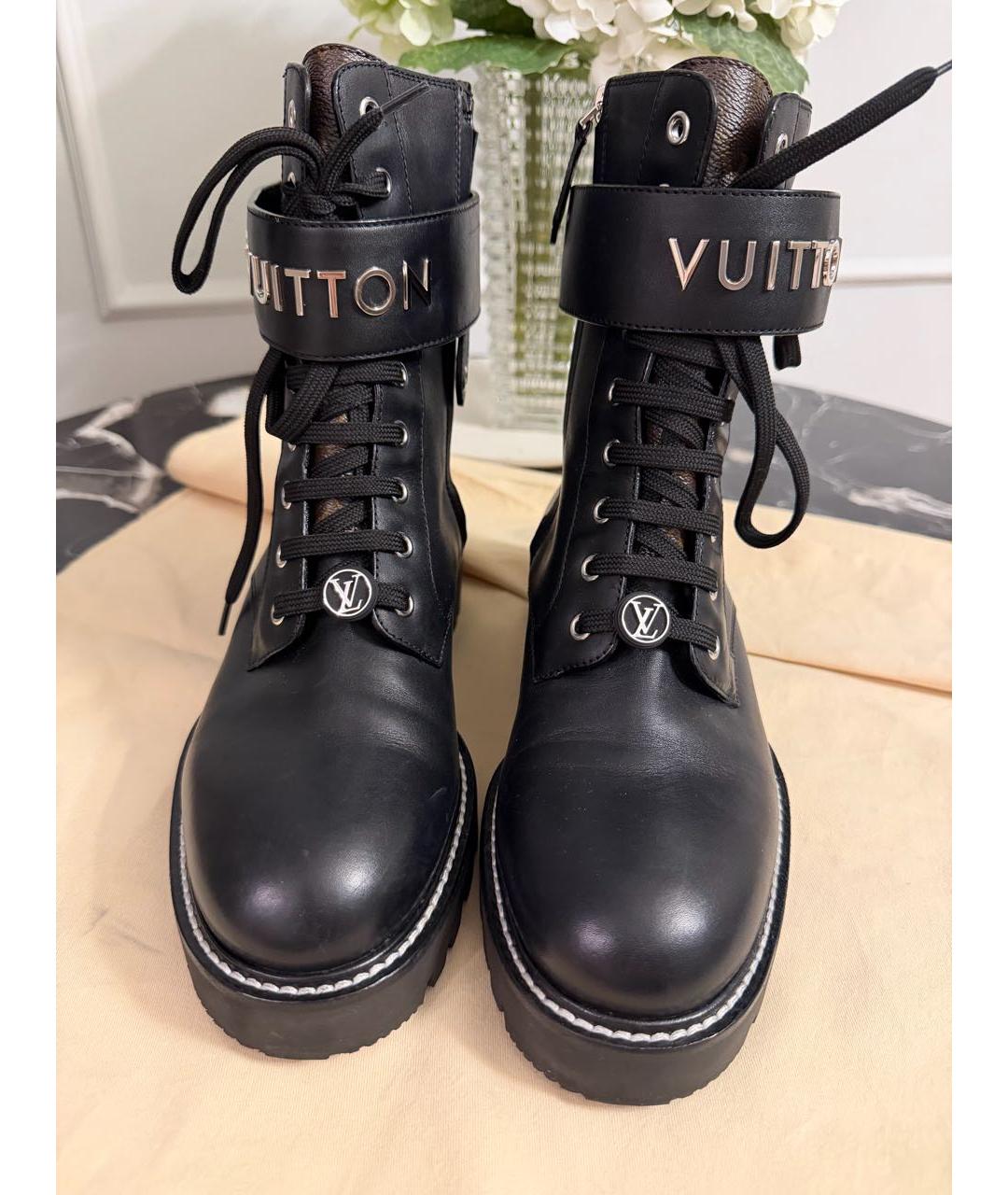 LOUIS VUITTON Черные кожаные сапоги, фото 3