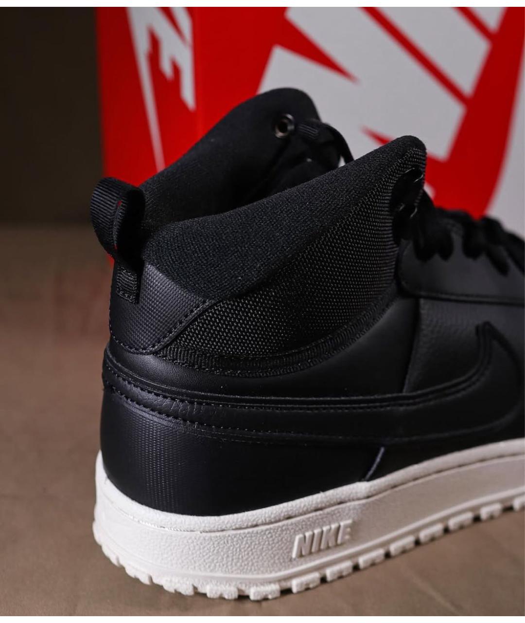 NIKE Черные кожаные высокие кроссовки / кеды, фото 6