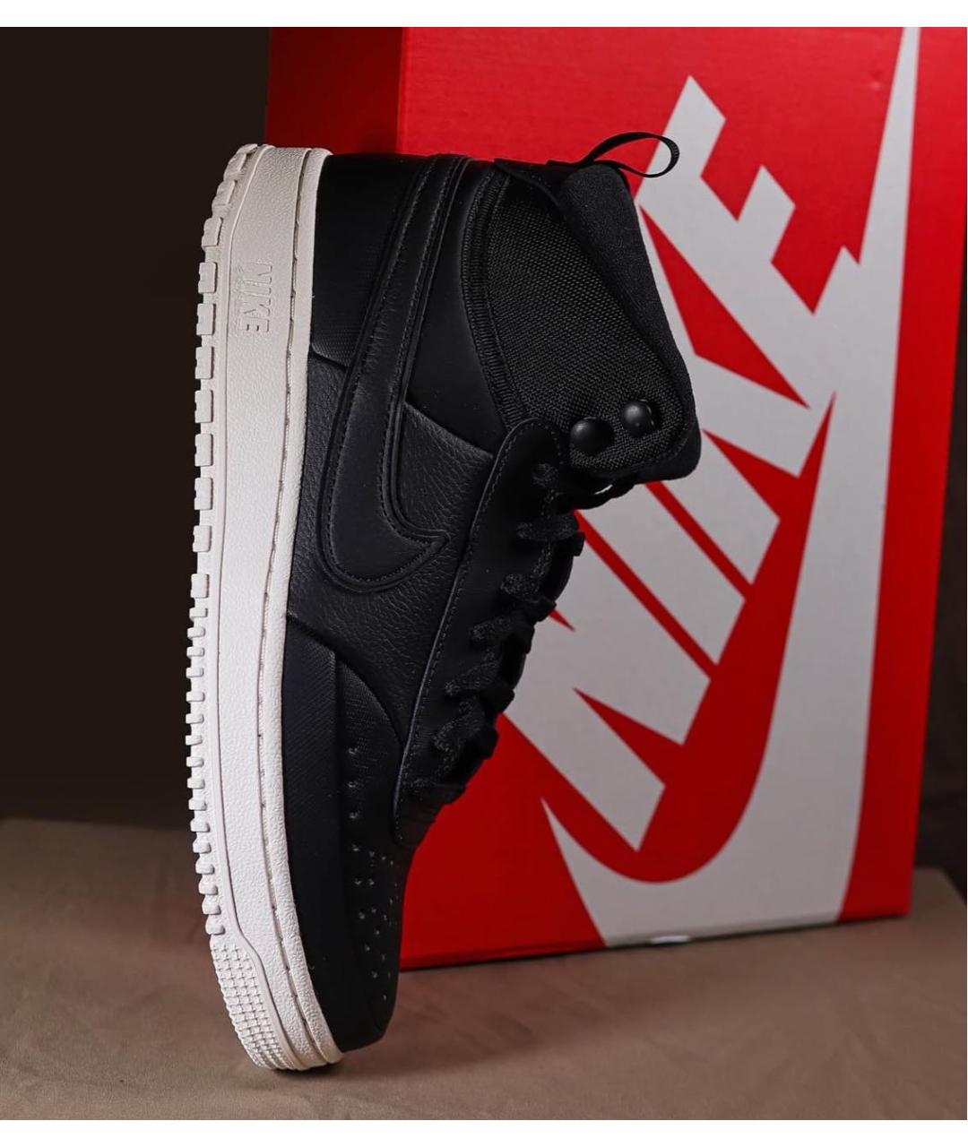 NIKE Черные кожаные высокие кроссовки / кеды, фото 5