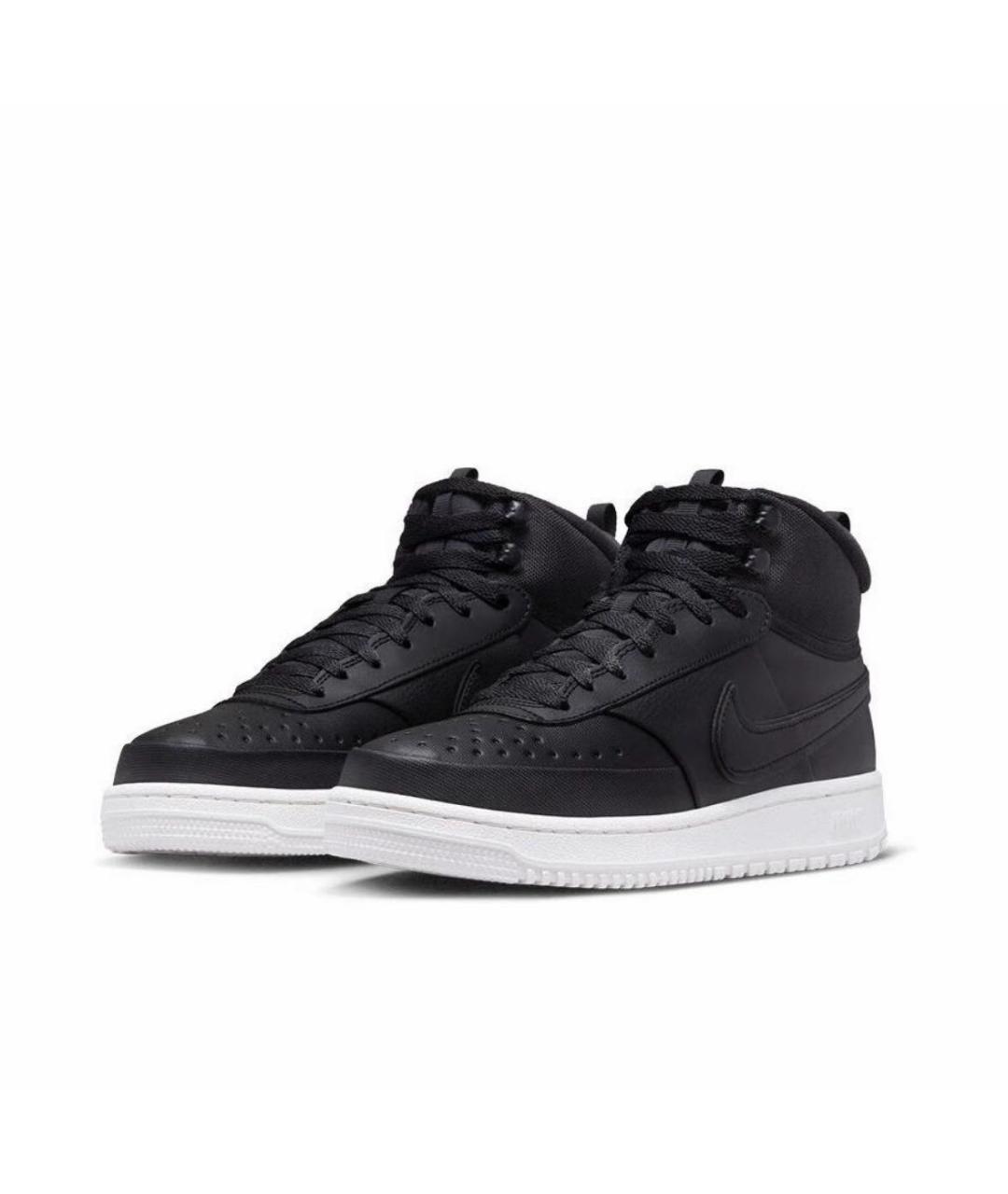 NIKE Черные кожаные высокие кроссовки / кеды, фото 2