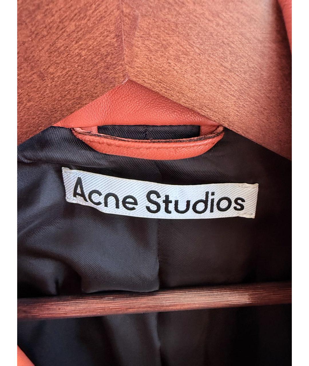 ACNE STUDIOS Оранжевая кожаная дубленка, фото 3