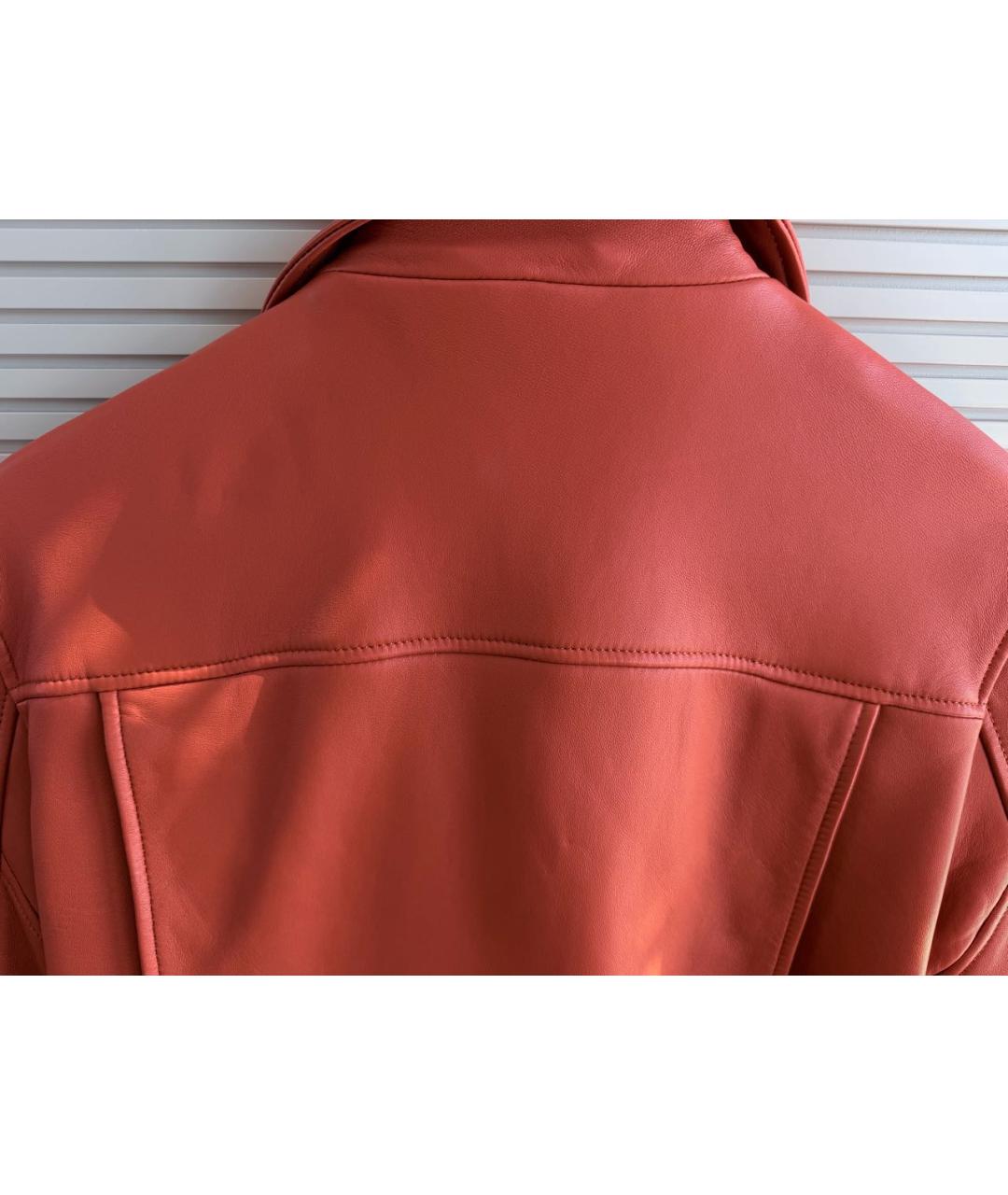 ACNE STUDIOS Оранжевая кожаная дубленка, фото 4