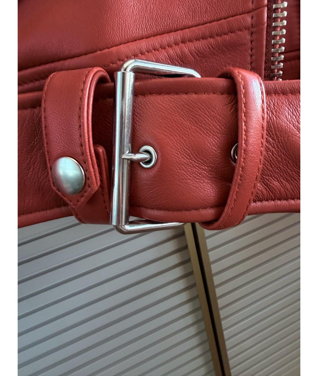 ACNE STUDIOS Оранжевая кожаная дубленка, фото 5