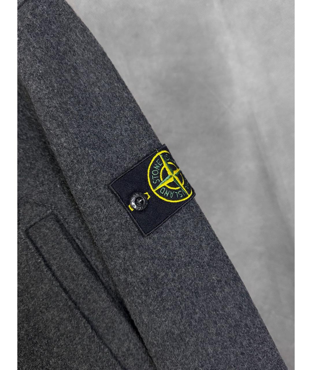 STONE ISLAND Серое шерстяное пальто, фото 3
