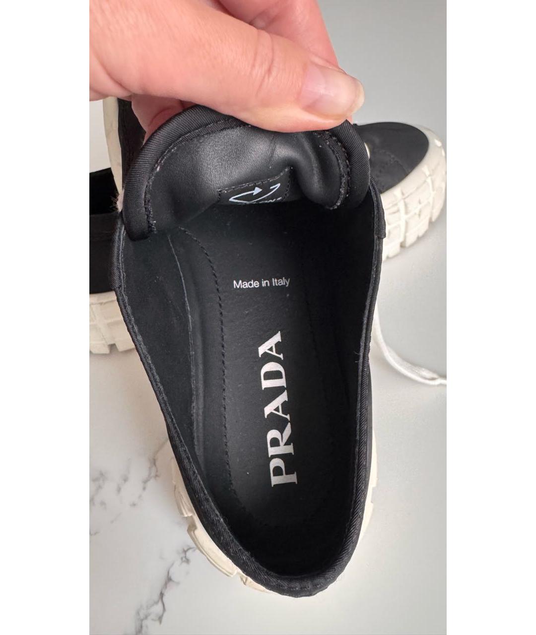PRADA Черные текстильные кеды, фото 3