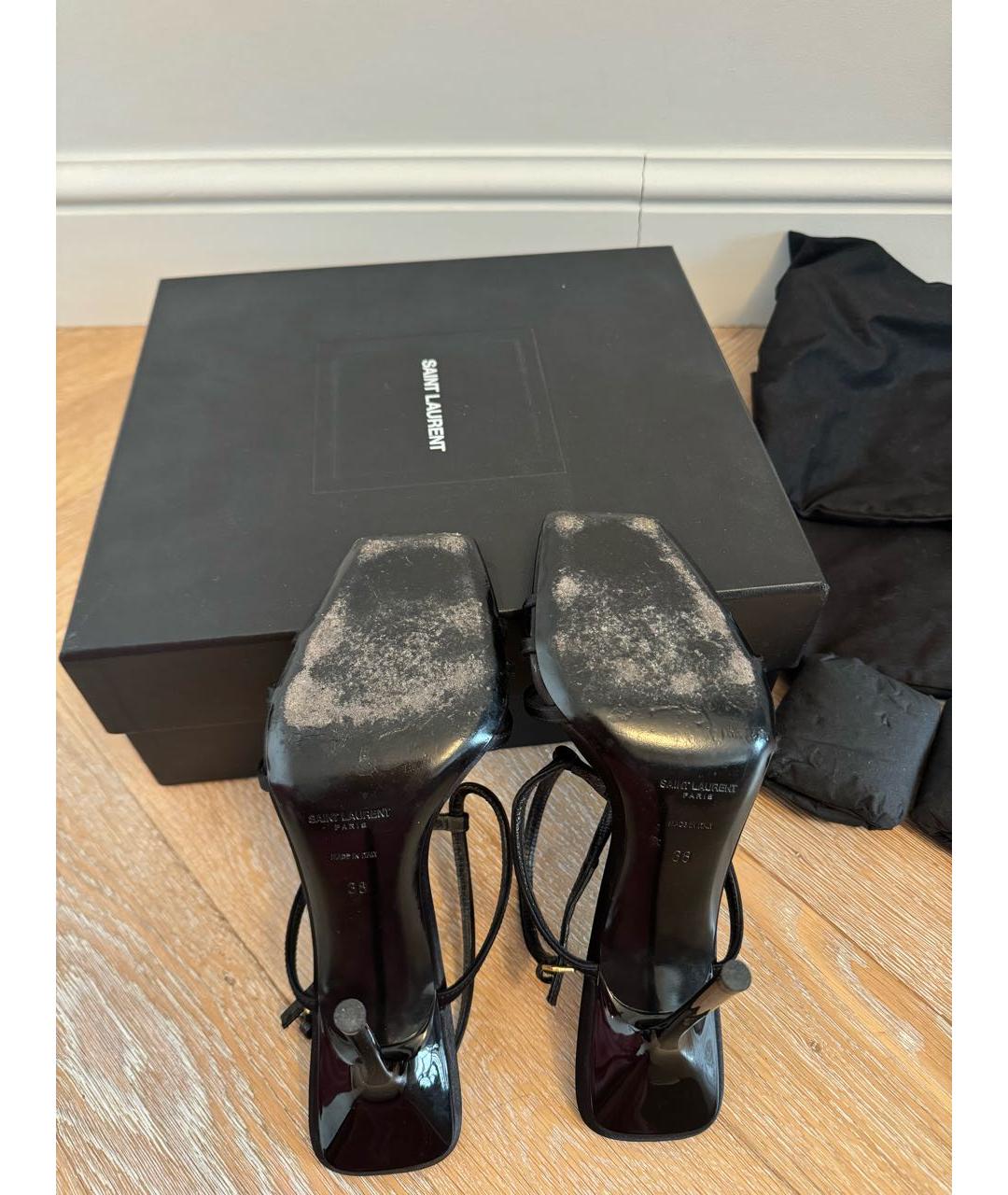 SAINT LAURENT Черные текстильные босоножки, фото 5