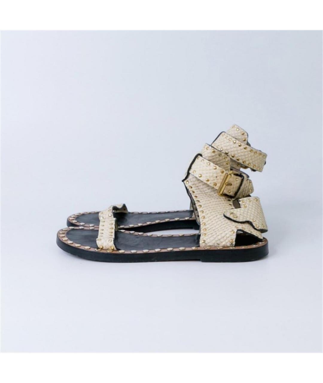 ISABEL MARANT Бежевые сандалии из экзотической кожи, фото 6
