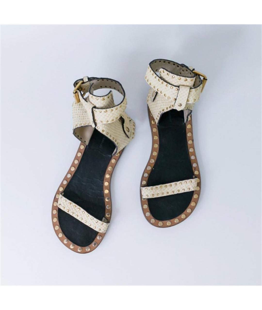 ISABEL MARANT Бежевые сандалии из экзотической кожи, фото 5