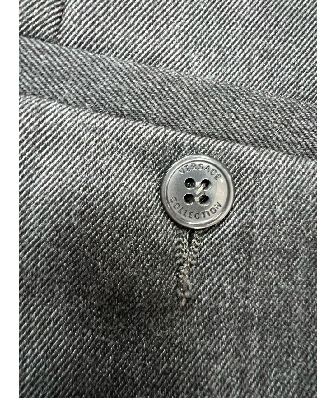 VERSACE COLLECTION Антрацитовые шерстяные классические брюки, фото 5